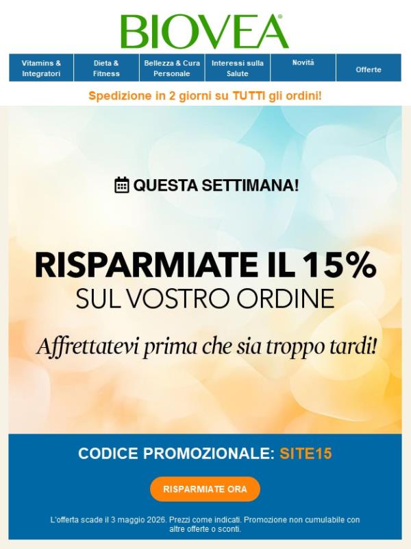 🌿La Tua Offerta Esclusiva del 15% di Sconto è Qui!