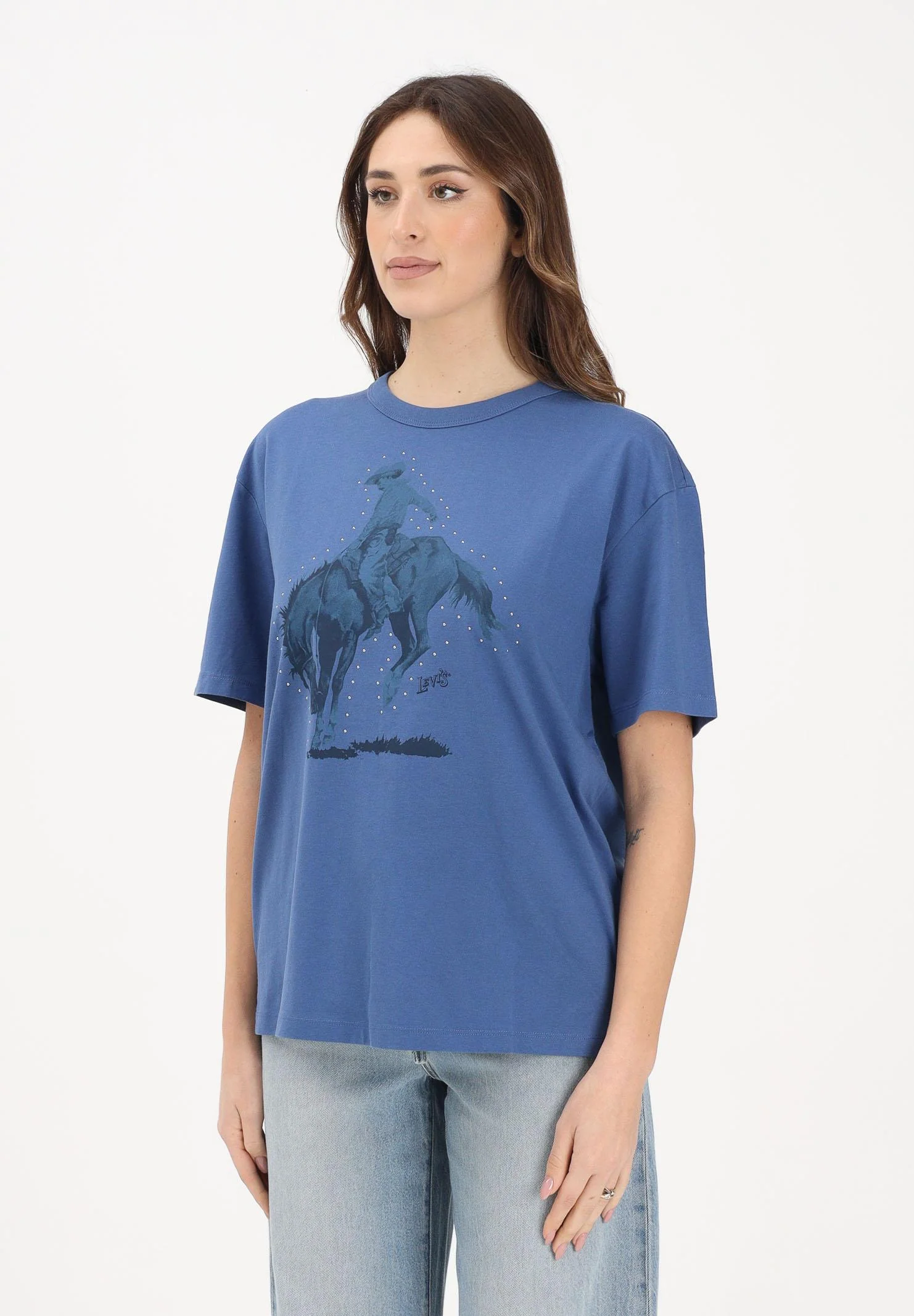 Image of LEVI'S T-shirt a manica corta Graphic Tabor blu da donna