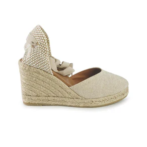 Viguera Espadrillas Alpargatas Donna con Lacci Lunghi in Lino Naturale