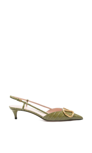 VLogo Signature leather slingback pumps