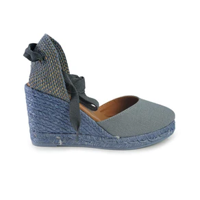 Viguera Espadrillas Alpargatas Donna con Lacci Lunghi in Lino Jeans