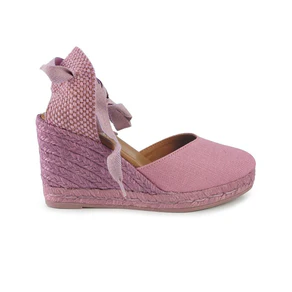 Viguera Espadrillas Alpargatas Lilla con Lacci Lunghi in Lino Lilla