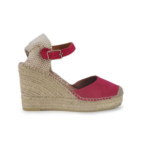 Viguera Espadrillas Alpargatas Donna con Cinturino in Camoscio Fuxia