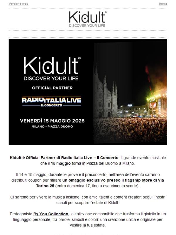 Kidult è Official Partner di Radio Italia Live - Il Concerto