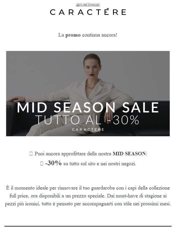 Continua la MID SEASON -30% su tutto.