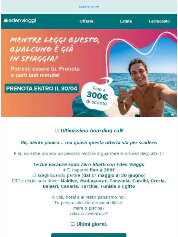 ⏰Ultime ore per prenotare e risparmiare fino a 300€ sulla tua prossima vacanza! ☀️