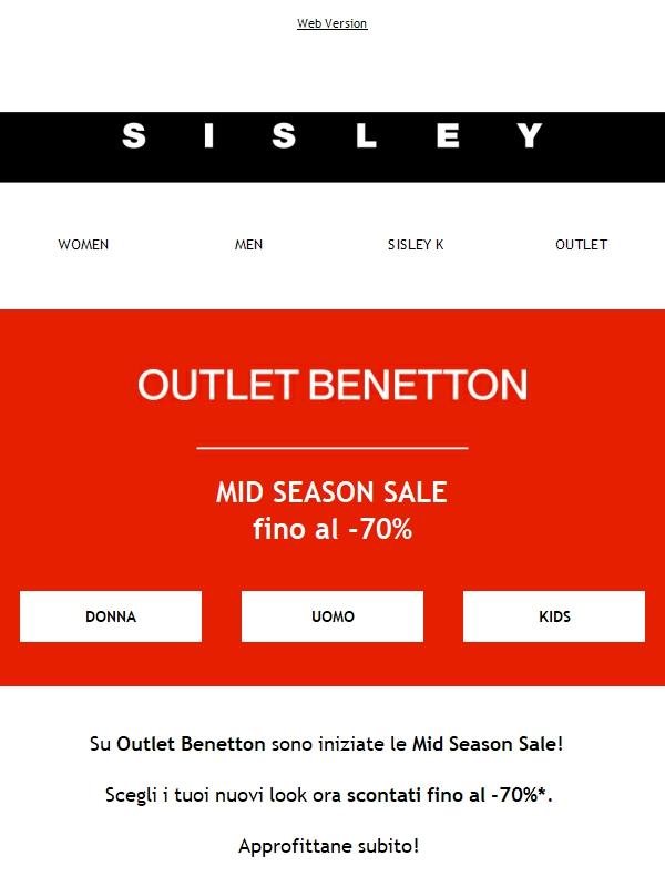 Mid Season Sale: fino al -70% su Outlet Benetton