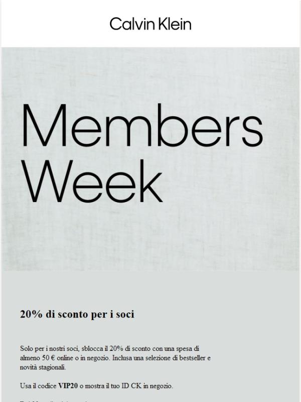 Member Week per i soci: il tuo accesso esclusivo