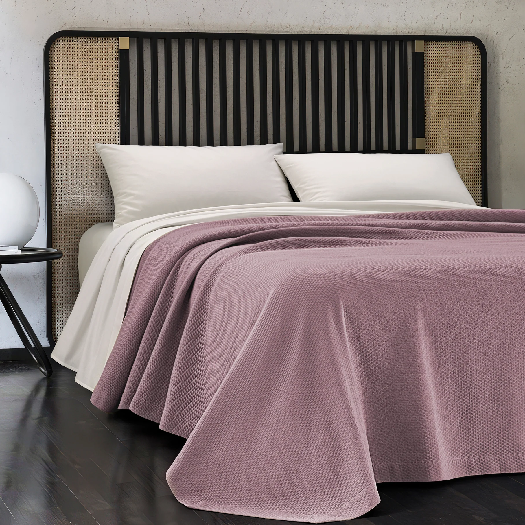 Image of Copriletto di Piquet di Puro <br>Cotone Tinta Unita - <b>Classic