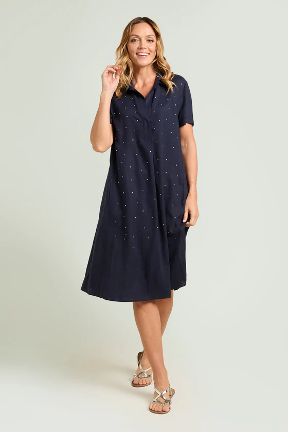 ABITO IN LINO-VISCOSA CON PUNTI LUCE