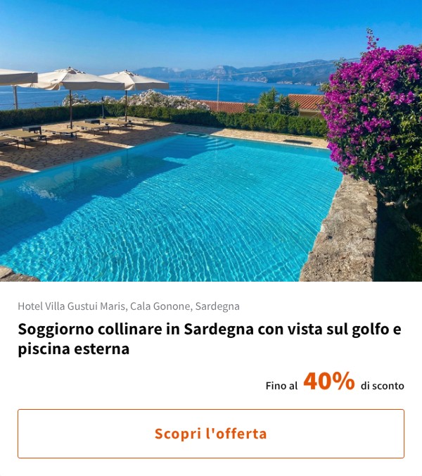 Soggiorno collinare in Sardegna con vista sul golfo e piscina esterna
