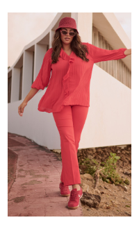 Pantaloni in tessuto elastico con taglio della gamba dritto e cintura elastica