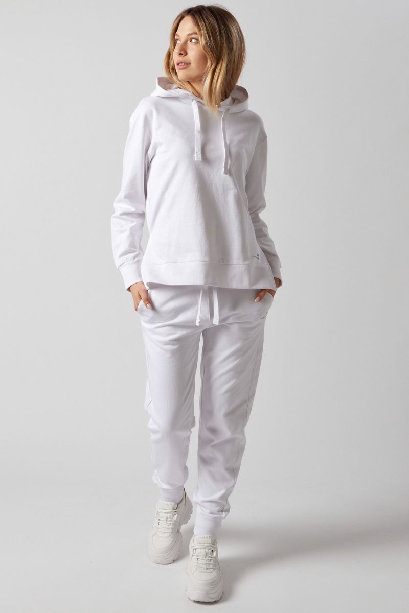 Set Felpa con Spacchi Laterali + Joggers Bianco
