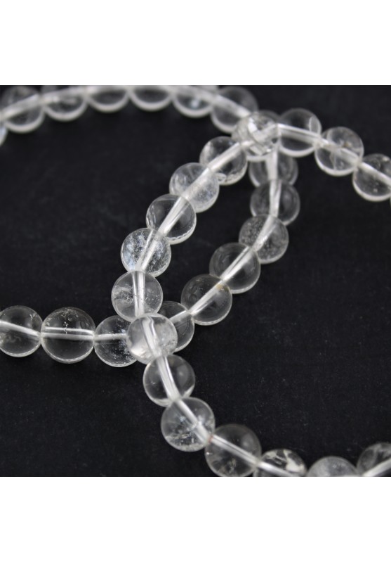 Image of Braccialetto in Quarzo Ialino Bracciale a Sfere 8 mm Unisex Gioielli Minerali A+
