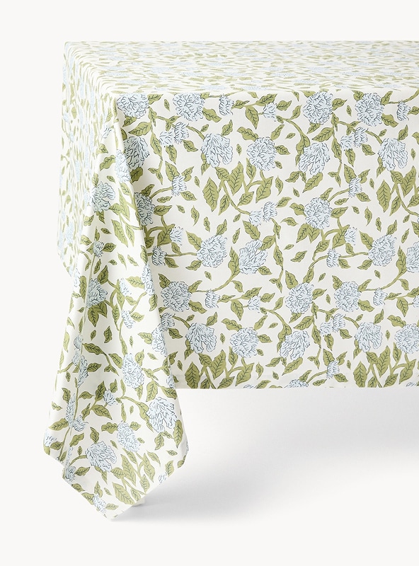 Tovaglia in panama di cotone con stampa floreale