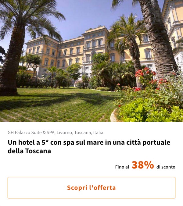 Un hotel a 5* con spa sul mare in una città portuale della Toscana