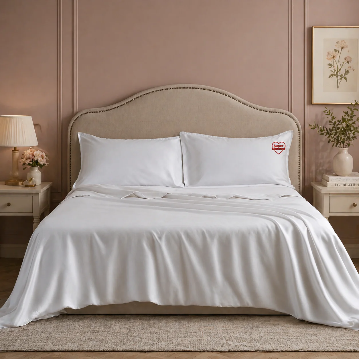 Image of Federa in Percalle di Cotone <br>con Ricamo - <b>Super Mamma