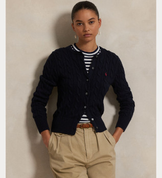 cardigan-in-cotone-a-trecce-blu-navy