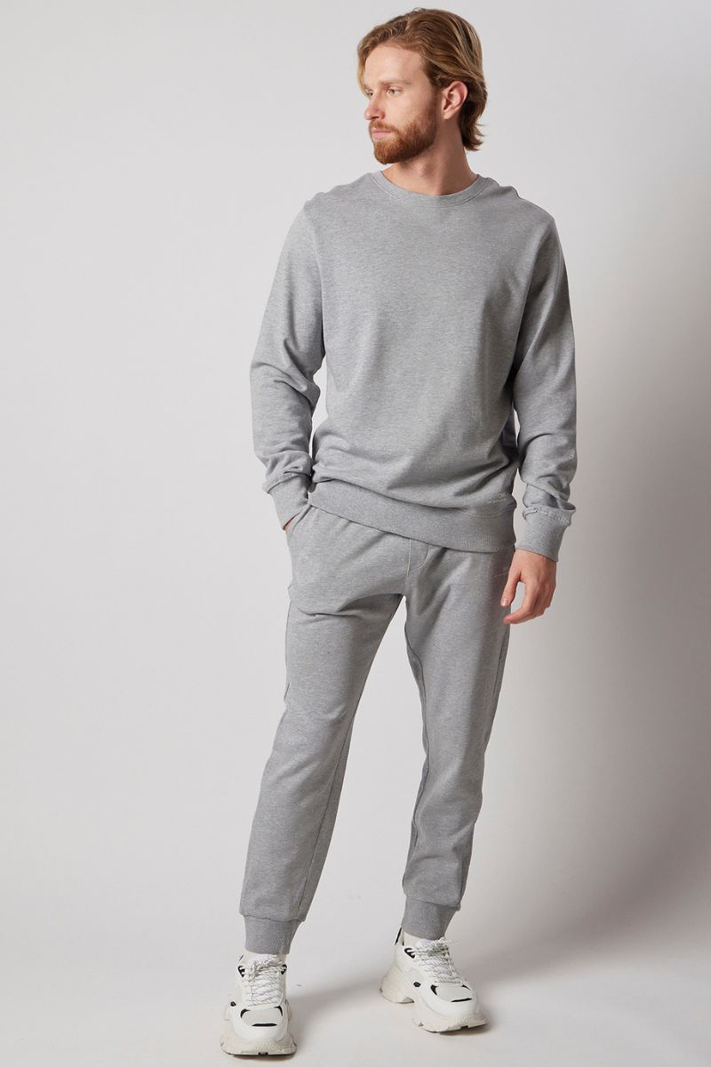 Set Felpa Girocollo + Joggers Grigio Chiaro Melange