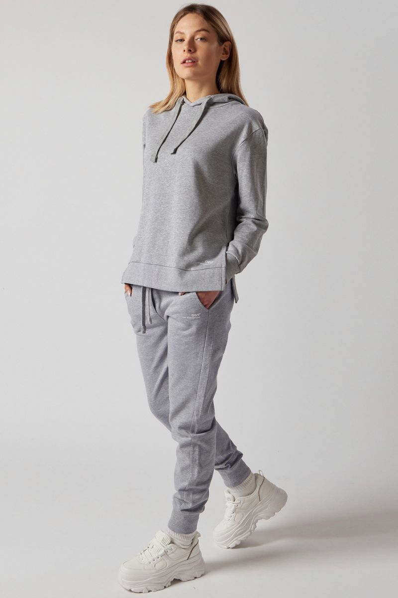 Set Felpa con Spacchi Laterali + Joggers Grigio Chiaro Melange