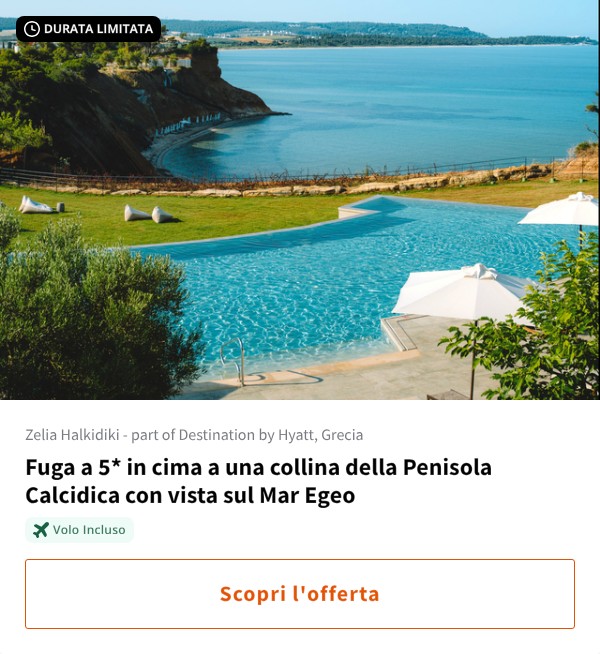 Fuga a 5* in cima a una collina della Penisola Calcidica con vista sul Mar Egeo