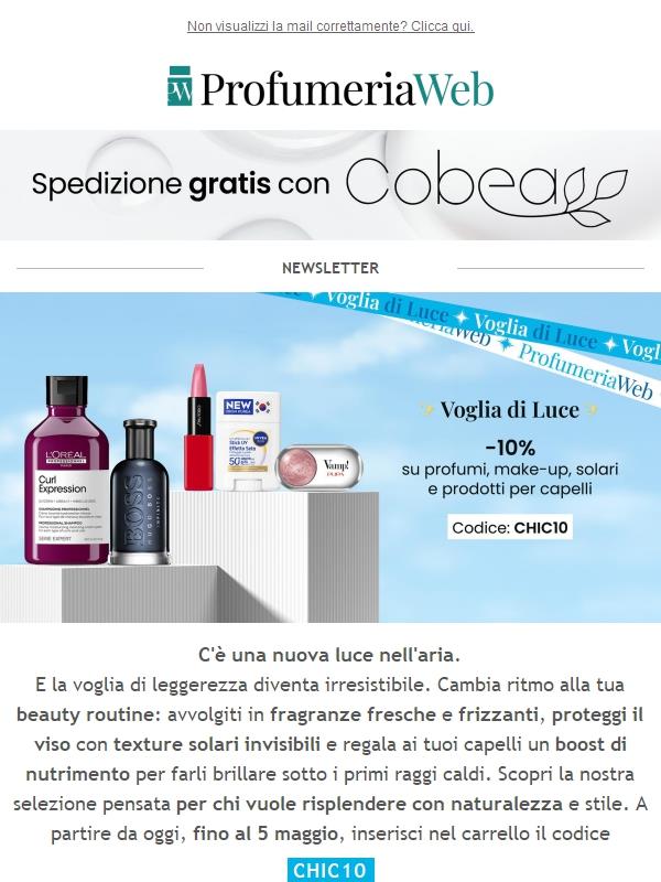 ✨ -10% su Profumi, Make-up, Solari e prodotti per Capelli