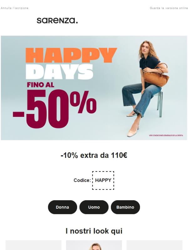 È partito! Fino al -50% per i Happy Days 🌟