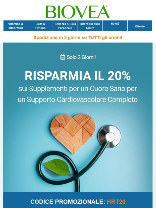 ❤️ Mostra un po’ d’amore al tuo cuore - 20% di sconto sui prodotti per la salute del cuore!