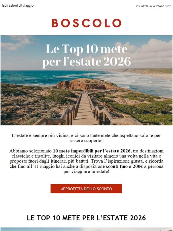 Le Top 10 mete per l’estate 2026