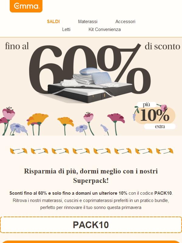 Aria di primavera 🌷 sconti fino al 60% + 10% extra sui Superpack