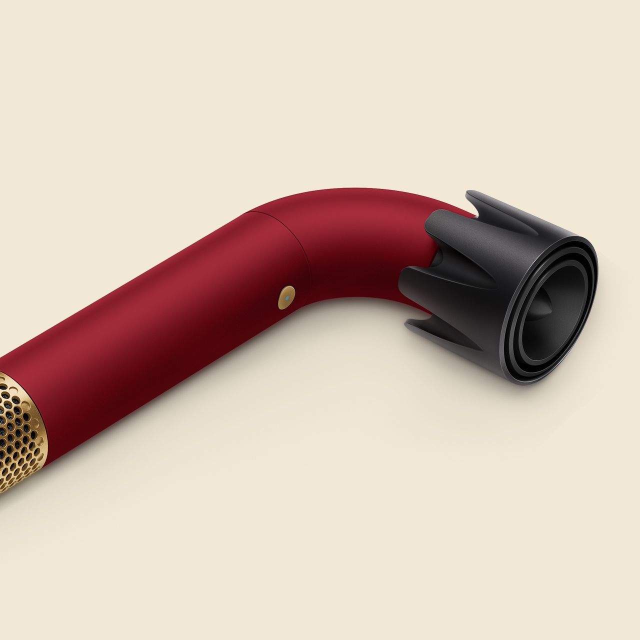 The Dyson Supersonic r hair dryer in Red velvet and gold.