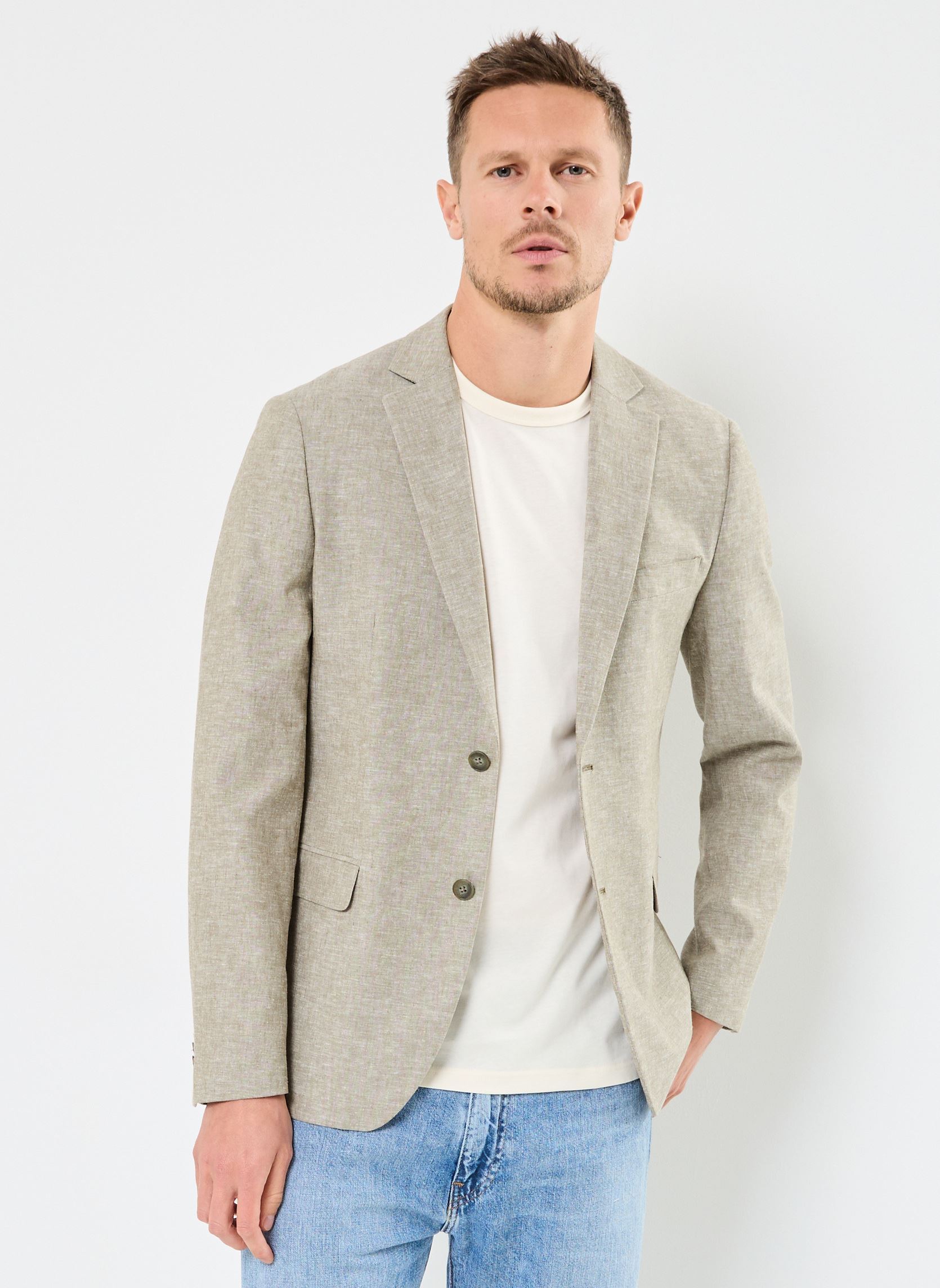 Casual Friday Vestes de costume CFBILLE 0144 linen mix blazer homme gris