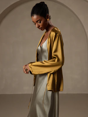 Image of 19Momme Seta Rilassato Annodare Cardigan