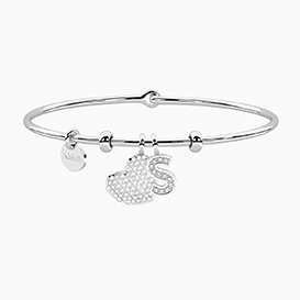 Bracciale HULA-HOOP   con ciondoli CUORE BRILLANTE e...