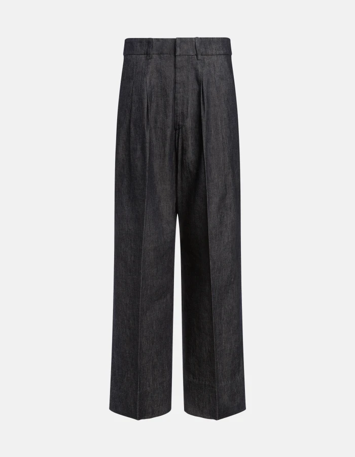 Image of Dondup Pantaloni Eloise wide leg in denim seta fisso