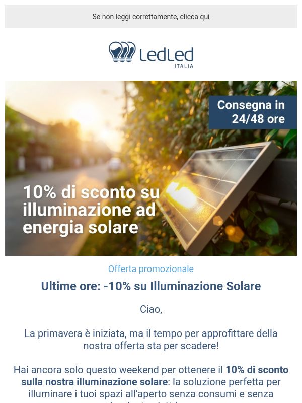 ! ⏳ Ultimi giorni! -10% su luci solari ☀️