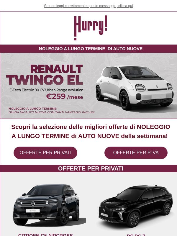 🚘HURRY! Noleggio | Le MIGLIORI OFFERTE della settimana 🚘 Scopri tutte le auto a noleggio a prezzi scontati!