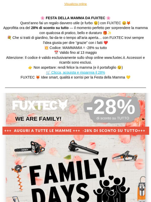 LA MAMMA È SEMPRE LA MAMMA 28% di sconto per la sua festa