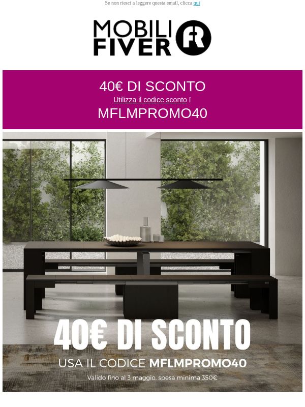 LAST MINUTE PROMO - usa MFLMPROMO40 fino a Domenica