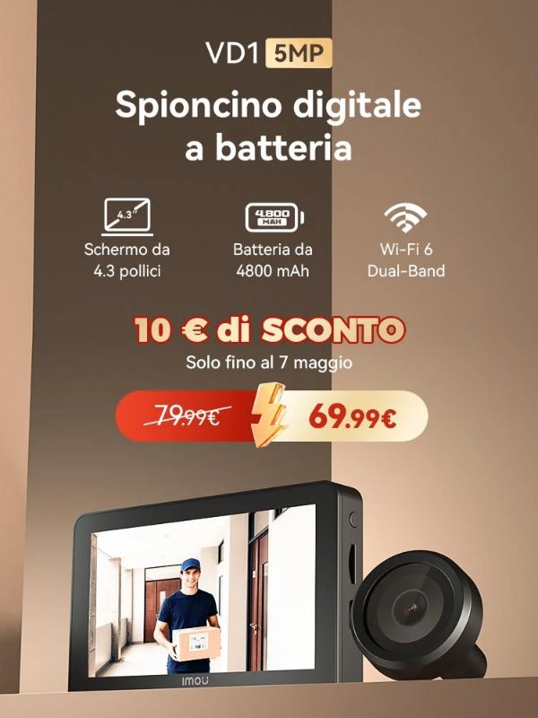 ⚡ Offerta Lampo: 10 € di SCONTO sul nuovo spioncino VD1 5MP! 🏠