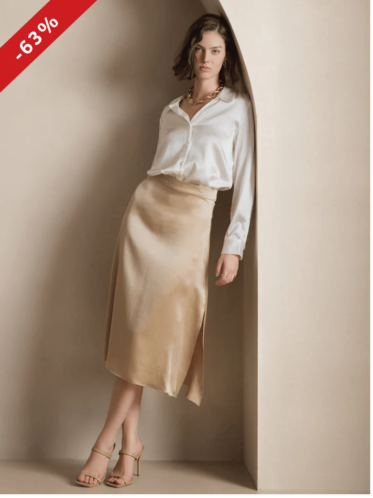 Image of 19Momme Seta Basic Colletto Militare Camicia