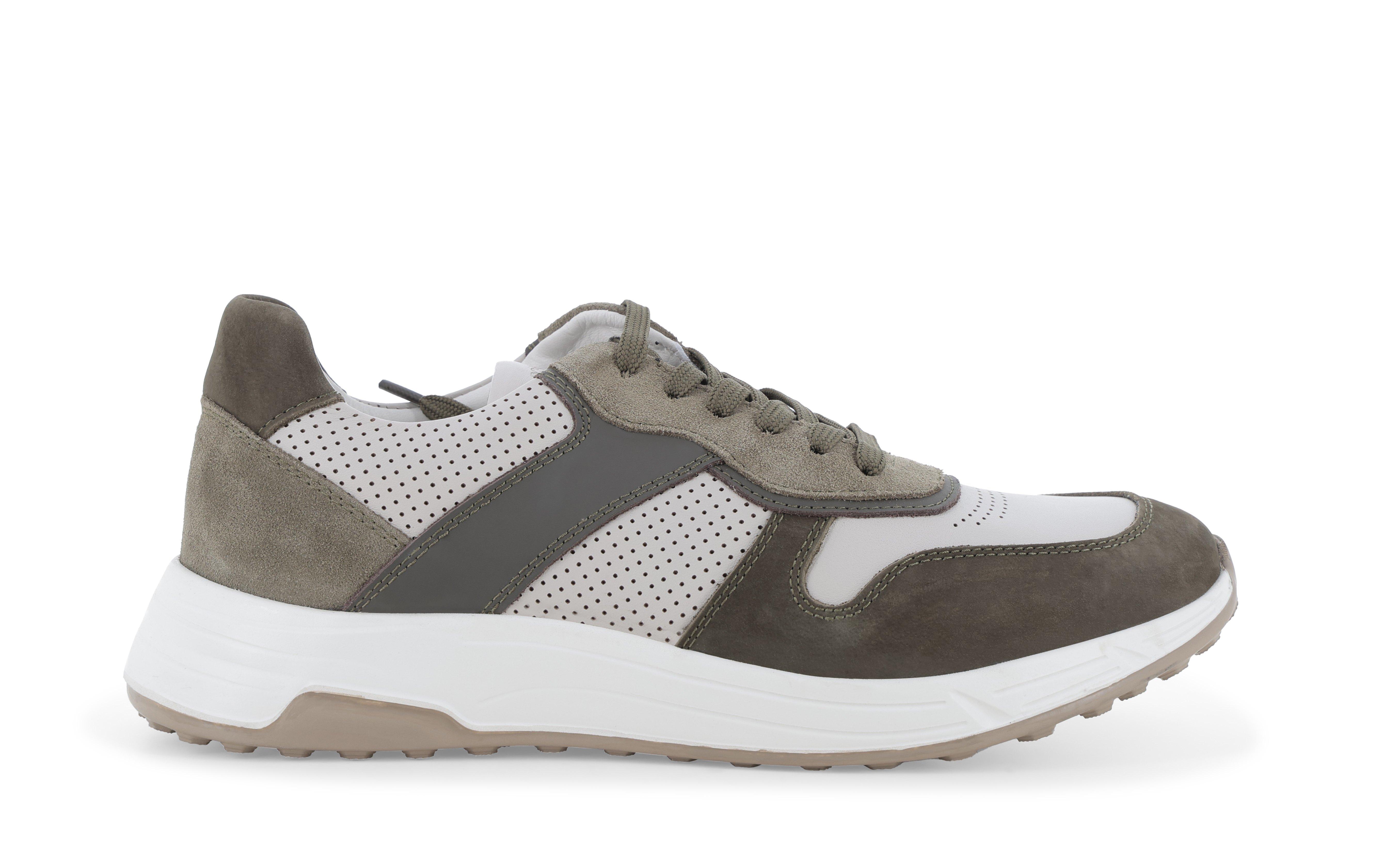 Sneakers uomo multicolor bianco beige in camoscio e pelle tecnica u56034q