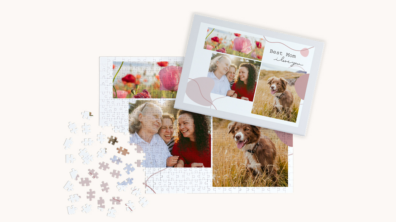 Puzzle personalizzato con foto di mamma e figlia e dediche e design 