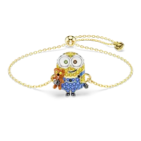 Bracciale Minions Bob, Pavé, Multicolore, Placcato color oro
