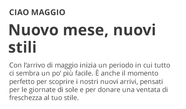 Maggio porta una ventata di aria fresca al tuo stile - Acquista ora