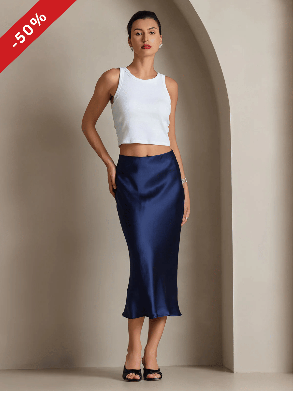 Image of Gonna Elegante Basic in Seta Pura