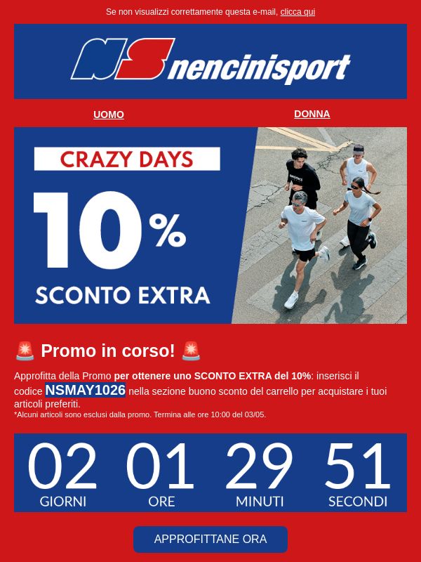 🚨 Promo EXTRA 10% in corso! 🚨