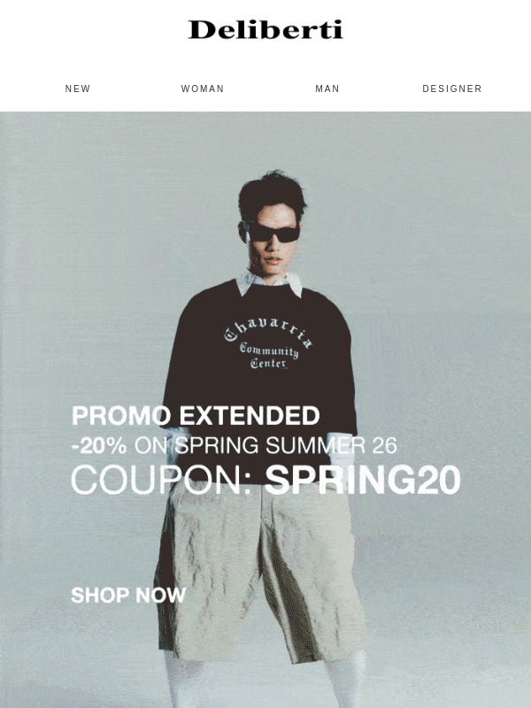 Promo estesa: SPRING20 / Ricevi il -20% sulla collezione SS26