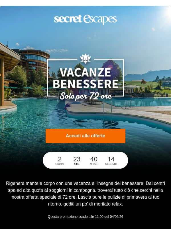 Speciale benessere - solo per 72 ore
