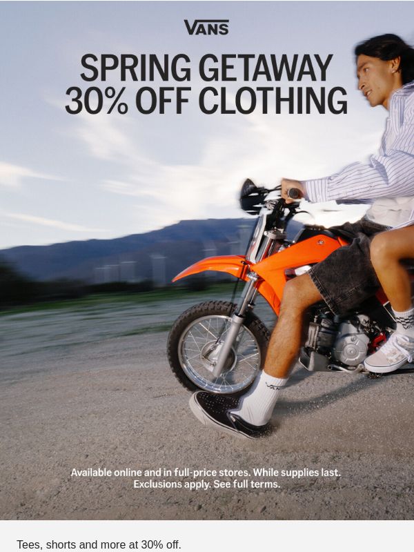 Don’t miss out on 30% off all clothing